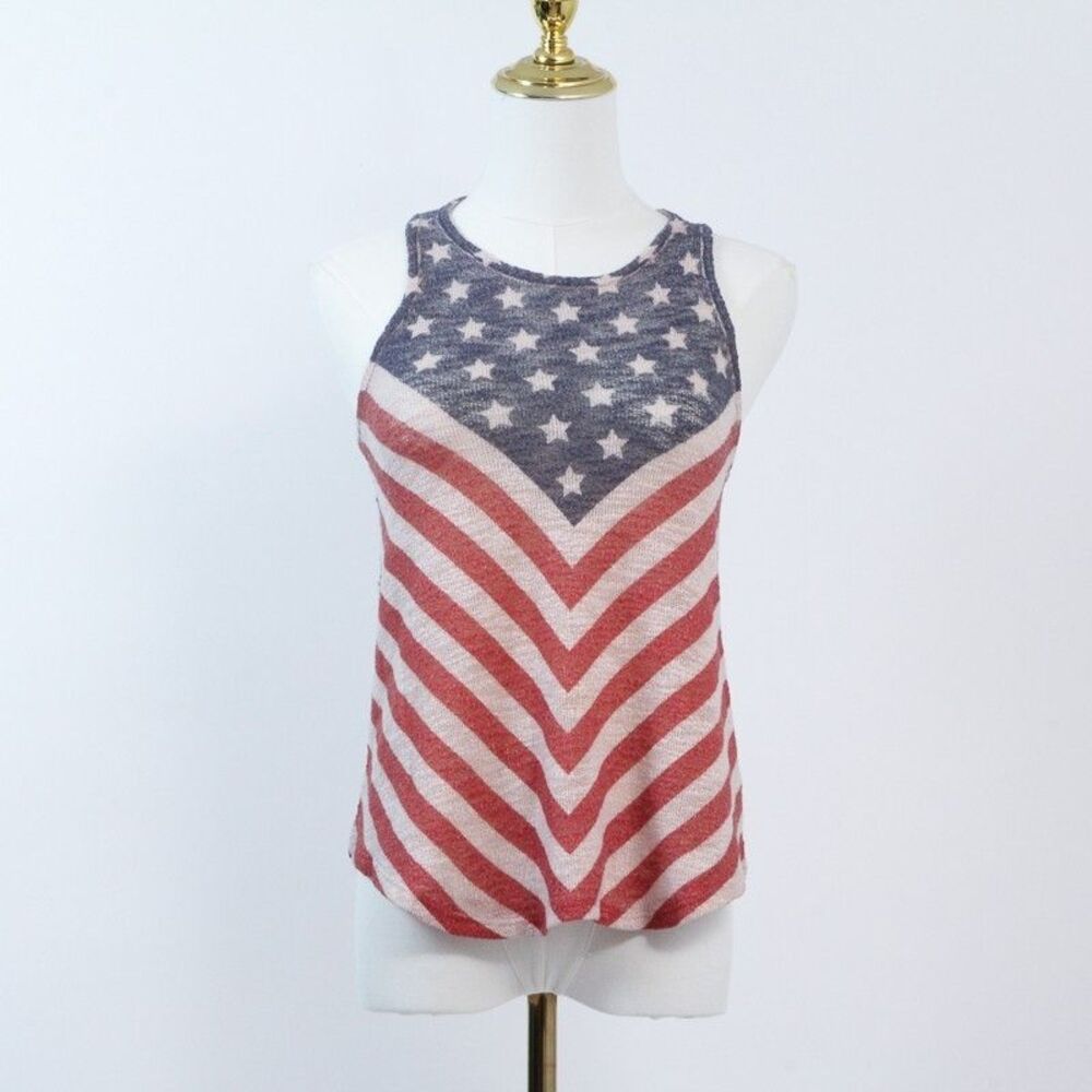 Ginger G USA American Flag Tank Top Kids 12 Fits Womens Small Stars Stripes 4th